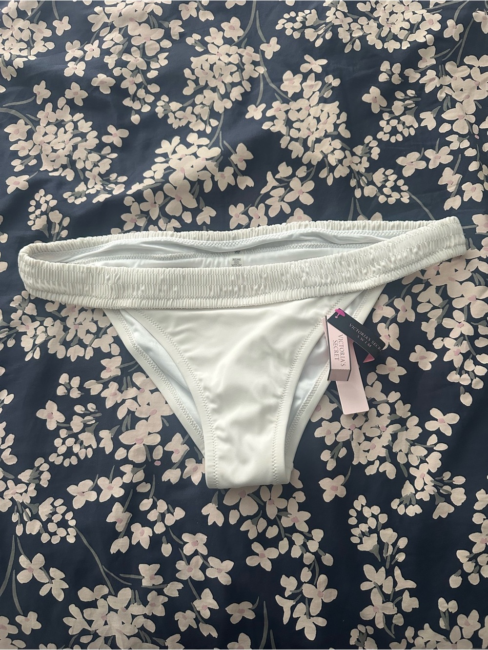 Victoria's Secret White Smocked Waist Bikini Bottom